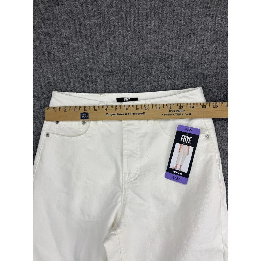 Frye Jeans Womens 4/27 White High Rise Stretch Denim‎ 5-Pocket Straight Leg Fit